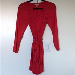 Banana Republic coral dress with adjustable tie